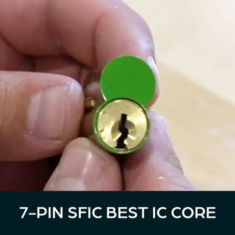 Grab This Heavy Duty Seven Pin Green Small Format Interchangeable Core That Locks Down Commercial Jobs Smoothly With One Control Key And Two Operating Keys For Quick Job Site Swaps.