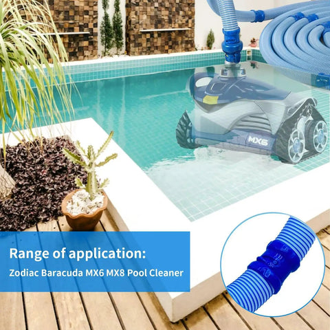 Six Pack Pool Cleaner Hose Replacement Kit for MX6 MX8, 39 Inch Length Each, Twist Lock Parts in pool setup with robot