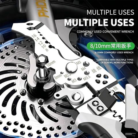 Heavy Duty Stainless Steel Wire Strippers And Cutting Pliers With Precision Notches For Clean Insulation Removal And Safe Electrical Work Durable Multi Function Tool with multiple uses and size markings.