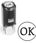 Quit The Daily Grind With This Rock Solid Self Inking Inspection Stamp Built For Fast Track Quality Approval And Seamless Record Keeping On Busy Office Floors Or Local Shop Workbenches, compact black stamp with OK imprint.