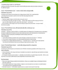 Troubleshooting guide text for cordless leaf blower operations and battery issues with solutions.