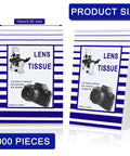 Front view of two lens tissue booklets with blue-white striped packaging, labeled LENS TISSUE, 2000 pieces.