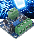 Voltage To PWM Converter Module For PLCs slick and plug and play, showing component layout with green terminal blocks and potentiometer.