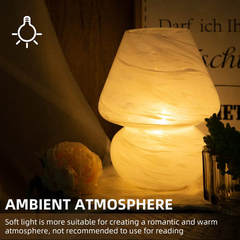 Cordless Mushroom Lamp With Battery Power And Timer, Portable Table Light With Warm White LED Bulb, Vintage Nebula Design
