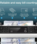 Beast Money Counter Machine With Counterfeit Detection Counts Up To 1000 Bills Per Minute features LCD display and bill feed.