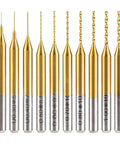 10 Pcs Micro Drill Bit Set 0.2mm to 1.1mm With 1 Eighth Inch Shank Spiral Flute CNC Router Bits for PCB Circuit Boards