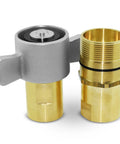 Summit Hydraulics 1 in NPT wet-line wing-nut hydraulic quick-disconnect coupler set; brass fittings.