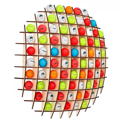 Rad Ball Shaped Golf Ball Display Case For Collectors, Holds Up To 78 Golf Balls, Cool Wall Art, Easy Mount, Wood Material