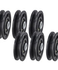 Beefy 6 Pack Nylon Bearing Pulleys For Gym Equipment And Cable Machines, Smooth Silent Replacement Rollers For Home Fitness And Garage Door, Black 70mm Diameter, six black nylon bearing pulleys