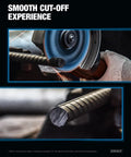 Heavy Duty 4-1/2 Inch Cut-Off Wheels For Smashing Through Steel And Stainless Metals Ultra Thin Cutting Discs in use on metal.