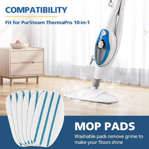 Six Pack Replacement Steam Mop Pads For ThermaPro 10 In 1 Steam Mop Velcro Design Fits Both Old And New Models Easy On Easy Off Cleaning Pads For Quick Spotless Floors