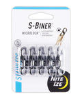 Packaging of S Biner MicroLock Stainless Steel Key Holder Carabiner Clip Set Of 5 With Locking Gates for keychains and gear