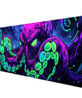 Neon Cthulhu Monster Extended Desk Pad For Gaming And Work, Extra Large 31.5 By 11.8 Inches, ultra smooth surface with colorful design