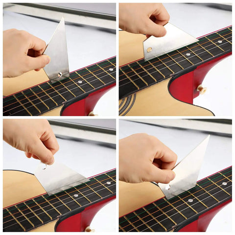 Using Guitar Setup Tool Kit With Notched Neck Straight Edge String Action Ruler Gauge Fret Rocker And Height Gauge For Most Guitar Fretboards