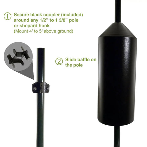 Slide On Torpedo Steel Squirrel Baffle With 6.125 Inch Diameter And Textured Powder Coat For Outdoor Bird Feeders