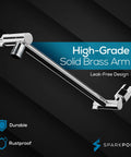 Round Rain Shower Head With Extension Arm For High Pressure Rainfall, Height Adjustable, polished chrome extension arm
