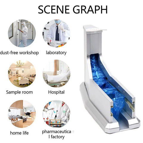Automatic Lazy Shoe Cover Dispenser With 200 Disposable Overshoe Covers Battery Free Portable Cleanroom Protector ABS Shell non-slip design scene graph.