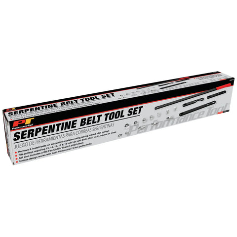 Box of Serpentine Belt Tool Set 16 Piece For Spring Loaded Pulleys Easy Removal And Installation Fits Hex Sizes 13mm 14mm 15mm 16mm 18mm.