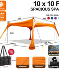 Grab And Go Pop Up Beach Tent 10 By 10 Ft Shade Sun Shelter UPF 50 Plus Windproof Waterproof Canopy For Family Camping Fishing