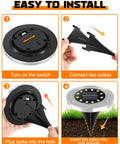 Steps to install 12 LED Solar Disk Lights for Outdoor Pathway and Garden Waterproof Ground Lights with a large 4.5 by 5.1 inch panel.