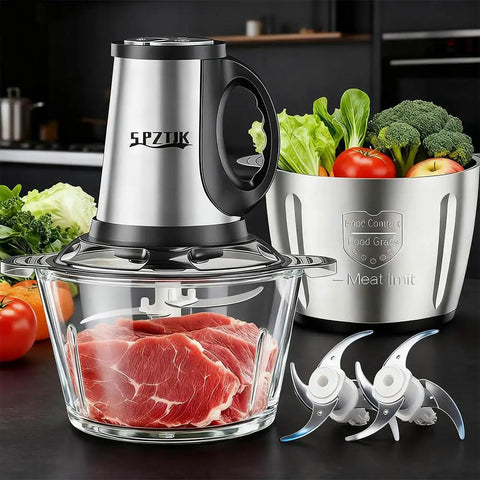 Three Speed Electric Food Processor With Meat Grinder And Veggie Chopper For Baby Food Maker 300 Watt Power Quiet Operation