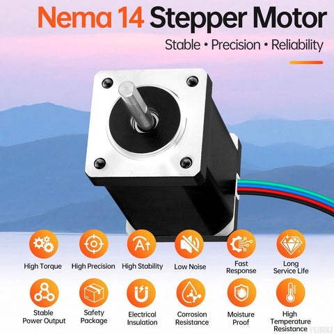 Nema 14 bipolar stepper motor, 2-phase, 1.8° step, 59mm body, 4-lead cable (1m) for 3D printer/CNC
