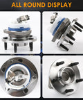 Front Wheel Hub Bearing Assembly 513121 With 5 Lug And ABS For Chevy Impala Buick Century LaCrosse Lesabre Lucerne Park Avenue Regal Rendezvous Riviera Terraza Cadillac DeVille DTS Eldorado Seville shown in various angles.