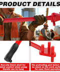 Heavy Duty Reverse Head Rebar Bender For 5/8 Inch Metal Rods showing non-slip handle and ergonomic design for easy use.