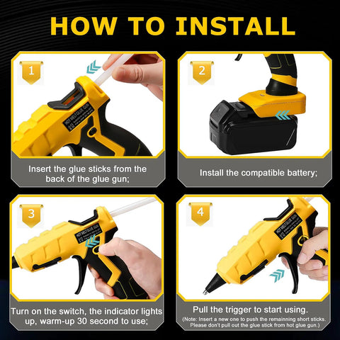How to install Cordless Hot Glue Gun For 18V And 20V Max Batteries With 30 Second Preheat Quick Melt Glue Gun for DIY repairs.