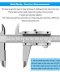 Pro Grade Stainless Steel Vernier Caliper 0 To 12 Inch 300mm Micrometer Style Measuring Tool shown with laser engraved scale.
