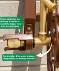 Wall Mounted Garden Hose Reel, Heavy Duty Metal Hose Organizer with brass fittings, close-up of leak-proof design and connector