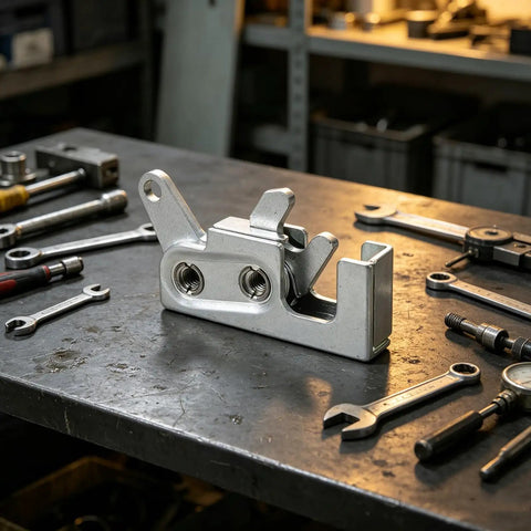 Heavy Duty Metal RV Push To Close Latch With Spring Loaded Rotary Cabinet Catch on workbench