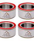Four wheel bearings with red seals for Polaris Ranger 900/1000, front and rear, heavy-duty OEM-compatible replacement.