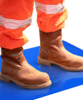 Heavy Duty Tear Away Sticky Adhesive Floor Mats 36 By 18 Inch Grit Eater Mud Scoop 300 Sheets Blue under work boots.