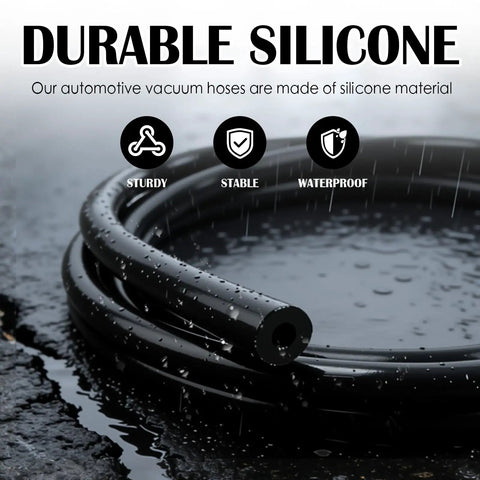 Awesome 6 Feet Long Premium Silicone Vacuum Hoses Kit For Auto Engines With 1/8 To 3/8 Inch Sizes And A Full Set Of 64 Fittings Connectors For Car Repairs Mods black silicone vacuum hose, water-resistant