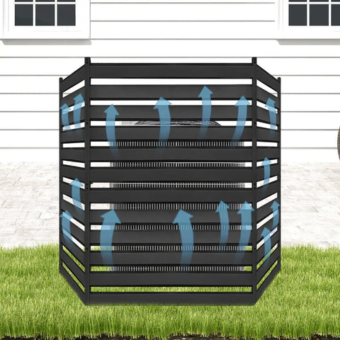 38 Inch Wide By 42 Inch High Air Conditioner Fence Screen Three Panel Outdoor Enclosure for Pool Equipment and Trash Can Privacy Fencing Panels Made From Weather Resistant Metal