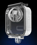 GoPro MAX2 Waterproof Dive Case With 50M Depth Rating, transparent PC shell, compatible with action cameras, shown on black background