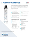 H-104 Quick-Change Filter Cartridge EV961211 for home drinking water system image with specifications and features details.