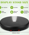 360 Degree Motorized Rotating Display Stand Turntable With Built-In LED Lighting For Jewelry And Photography Products Electric Base USB Powered Smooth Rotation Showpiece Spinner 10 Inch Capacity size and features infographic