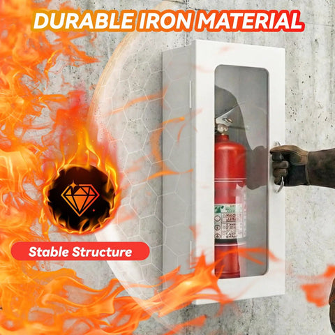 Sturdy Fire Extinguisher Cabinet For 10 Lb Extinguisher, Wall Mount Steel Enclosure For Indoor And Outdoor Use, installed view