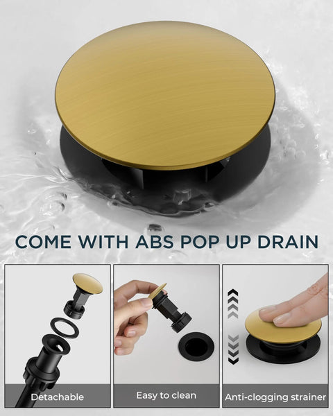 Killer Waterfall Bathroom Faucet Single Hole Brushed Gold Finish Modern Deck Mount Zero Splatter Vanity Sink Mixer Dead Simple Install Smooth Flow Upgrade Your Daily Wash Routine