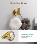 Brushed Gold 4 Piece Bathroom Hardware Set With 18 Inch Towel Bar And Toilet Paper Holder Wall Mounted SUS304 Stainless Steel Durable Bath Accessories Kit For Modern Homes multi-use hook with concealed screws