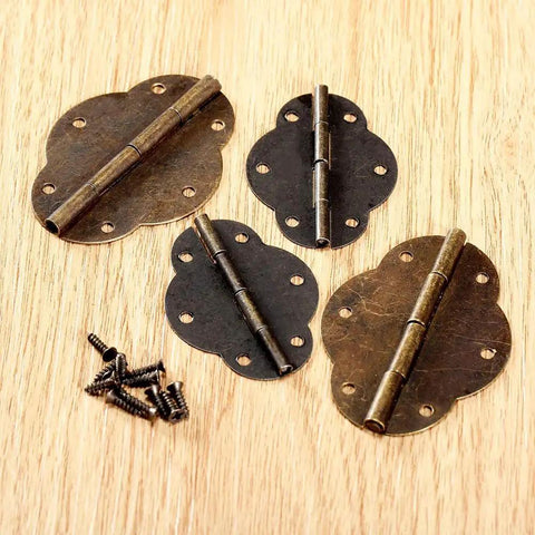 Two Pack Bronze Cabinet Hinges With Screws For Doors And Wood Boxes, Sturdy Bronze Finish, Easy Install Butt Hinge Set