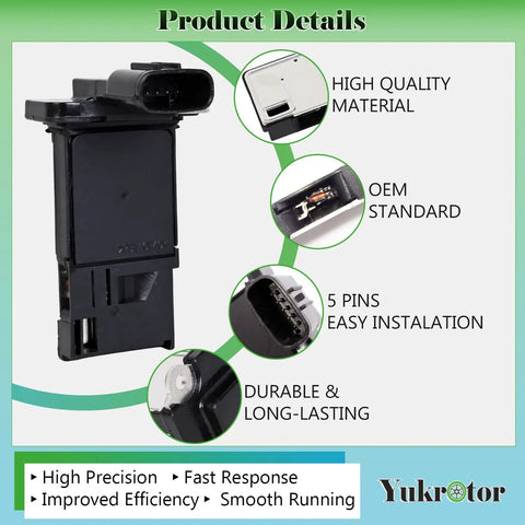 Mass Air Flow MAF Sensor Replacement For Cars And Trucks 22204-75030 22204-0F030 Plug And Play High Performance Accurate Air Intake Meter Compatible With ECU And Engine Control Unit, 5 pins