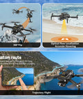 1080P HD Camera Foldable RC Drone With One Key Takeoff And Landing Gesture Control flying over beach and sea