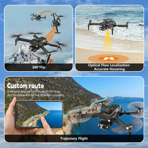 1080P HD Camera Foldable RC Drone With One Key Takeoff And Landing Gesture Control flying over beach and sea