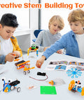 Children assembling Six Piece Robot Kit Set For Kids 5 To 12 Build Reptile Robot Balance Car Bubble Machine Fiber Lamp