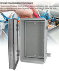 Big Abs Plastic Electrical Junction Box 175x275x110mm Waterproof Ip67 Enclosure open with stainless steel latch for wiring.