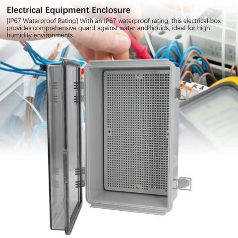 Big Abs Plastic Electrical Junction Box 175x275x110mm Waterproof Ip67 Enclosure open with stainless steel latch for wiring.