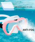 All Purpose Snorkel Mask For Kids And Adults With 180 Degree Wide View Tempered Glass Lenses Nose Cover Silicone Dive Goggles Pink